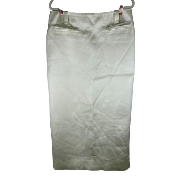 Helsa Heavy Satin Column Midi Skirt Minimalist Chic Elegant Evening Bone Size XL - Picture 3 of 12
